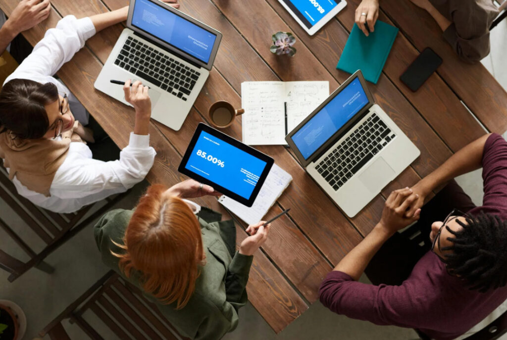 Group meeting with laptops